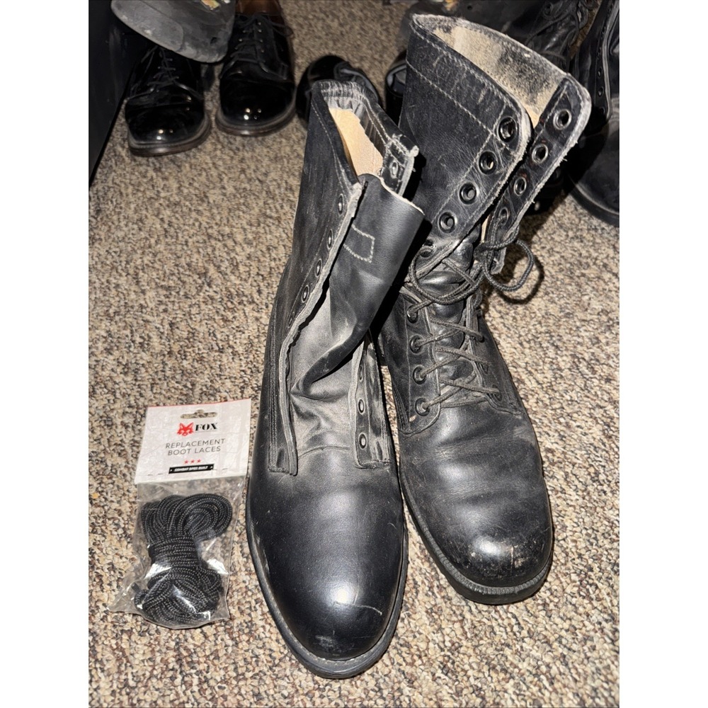 Vtg ANSI Biltrite Military Work Combat Boots Mens 8 W Black Leather Steel Toe
